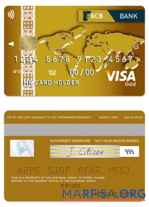 Blank Kenya KCB Bank visa gold card example